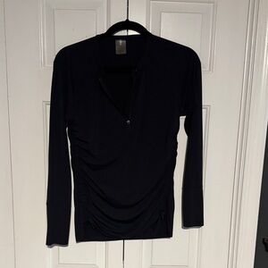 CALIA by Carrie Underwood Black Long Sleeve ruched half zip Tennis Top!